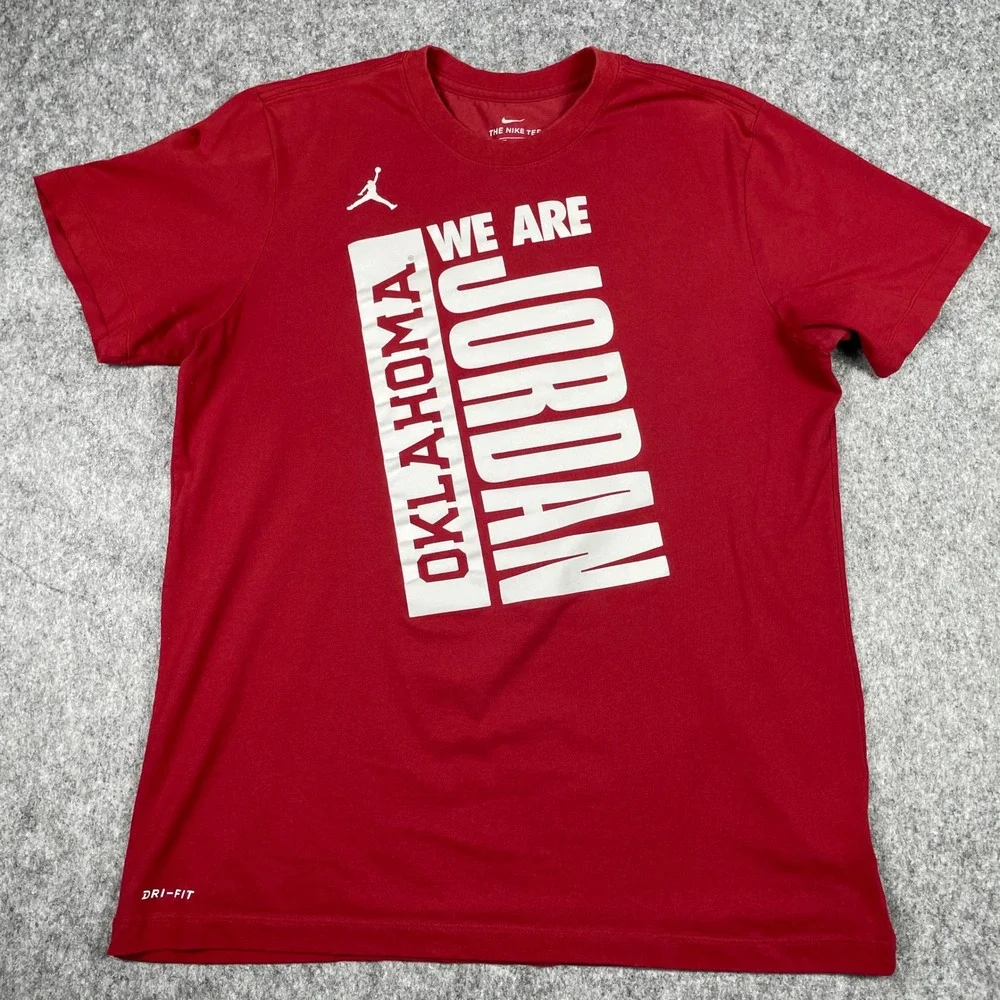Oklahoma Sooners T-Shirt Mens Large Red We Are Jordan Nike Dri-FIT Crewneck OU